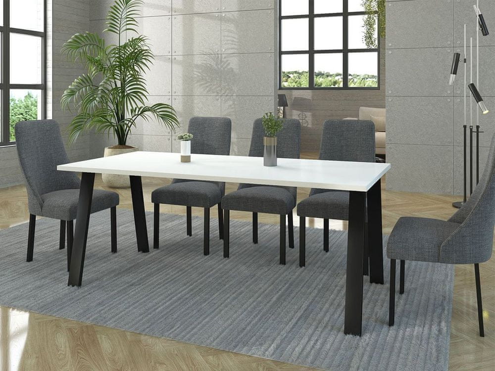 Veneti Industriálny jedálenský stôl KLEAN 4 - biely / čierny mat